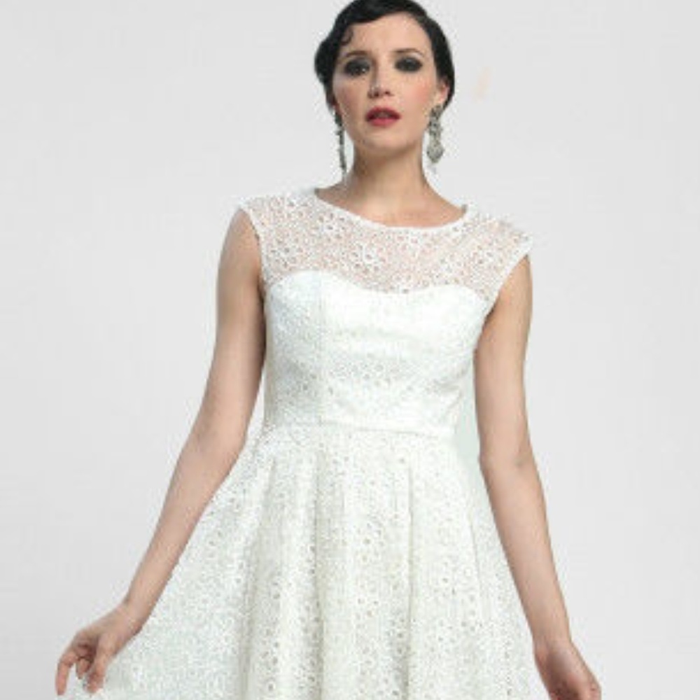 Sue Wong Floral Eyelet Cocktail Dress